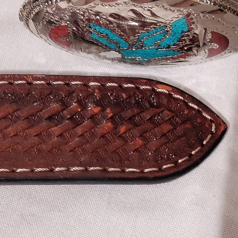 N/A basketweave leather